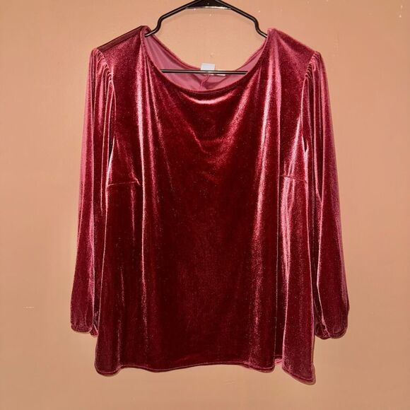 GAP Women's Red Velour Pullover Crewneck - Size XL - Picture 5 of 6
